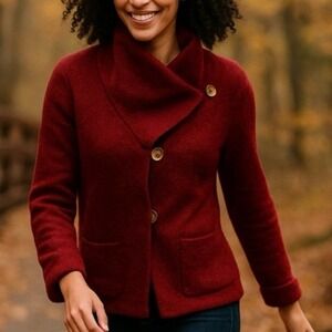 Fenn Wright Manson Maroon/Red Button-Down Blazer Jacket